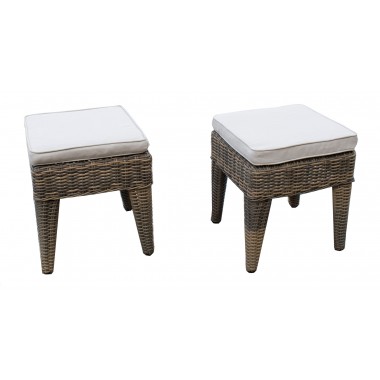Hospitality Rattan Patio Spanish Wells Set of 2 Ottomans