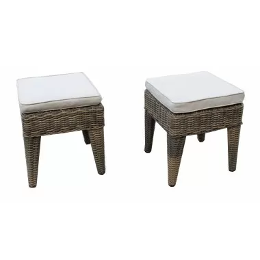 Hospitality Rattan Patio Spanish Wells Set of 2 Ottomans