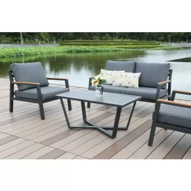 Hospitality Rattan Patio Manhattan 4-Piece Settee Living Set
