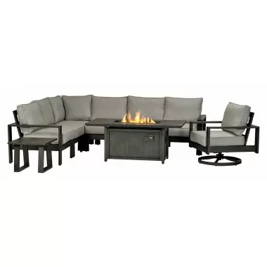 Paris 9-Piece Sectional Deep Seating Group With 61" x 31" Rectangle Fire Table