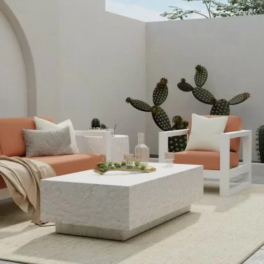 Sunset West Antique Stone Reactangle Coffee Table