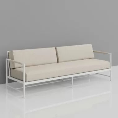Sunset West Sabbia Sofa with Echo Ash Cushion - Front Side View