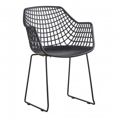 Moe's Home Collection Honolulu Chair in Black - Set of Two - Front Side Angle