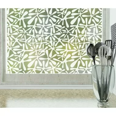 Odhams Press Groovy Amoeba Frosted Non-Adhesive Decorative Window Film - Privacy Cling Film