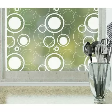 Odhams Press Retro Dots Frosted Non-Adhesive Decorative Window Film - Privacy Cling Film