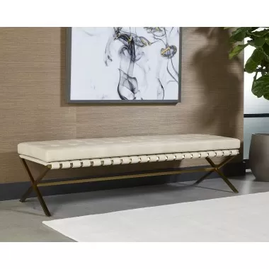 Sunpan Kenji Bench Large Gold in Bravo Cream - Lifestyle