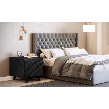 Furnitech 24" Mid-century Modern End Table In A Ebony Finish Over American Red Oak Wood Veneers With Solid Black Cherry Wood Legs -Lifestyle