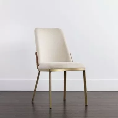 Sunpan Marie Dining Chair Belfast Oatmeal-Bravo Cognac - Set of Two - Front Side Angle