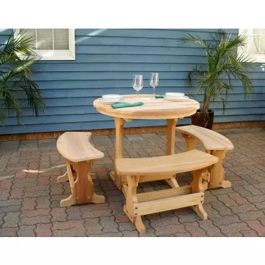 35" Cedar Round Trestle Dining Set