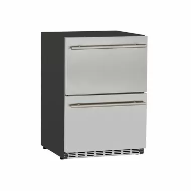 Summerset Grills 24 5.3C Deluxe Outdoor Rated 2-Drawer Fridge - Angled