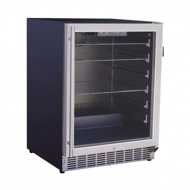 Summerset Grills 24 5.1c Outdoor Rated Fridge With Glass Door and Glass Shelves - Angled