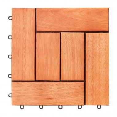 Vifah Hanalei Eucalyptus Interlocking Wooden Decktile in Red Brown, Frontview
