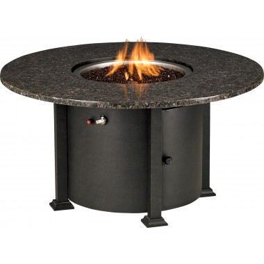 Rome 48" Round Granite Fire Table With Burner - With Fire