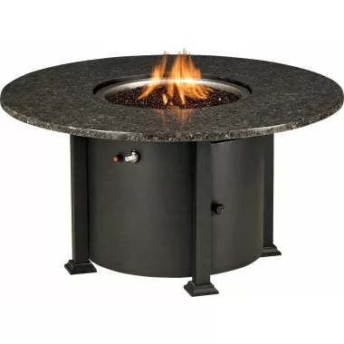 Rome 48" Round Granite Fire Table With Burner - With Fire