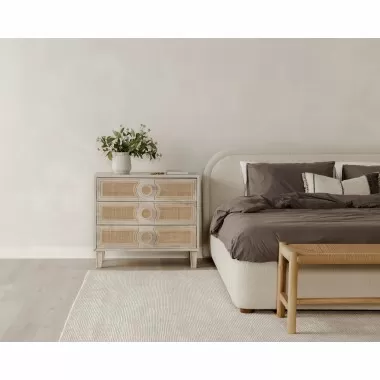 Moe's Home Collection Colin Queen Bed in Oatmeal - Lifestyle
