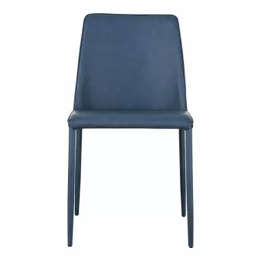 Moe's Home Collection Nora Dining Chair Ocean Cavern Grey Vegan Leather - Set of Two - Front Angle