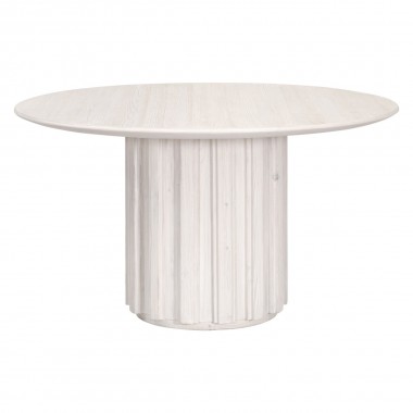 Essentials For Living Roma 54" Round Dining Table - White Wash Pine - Front Angle