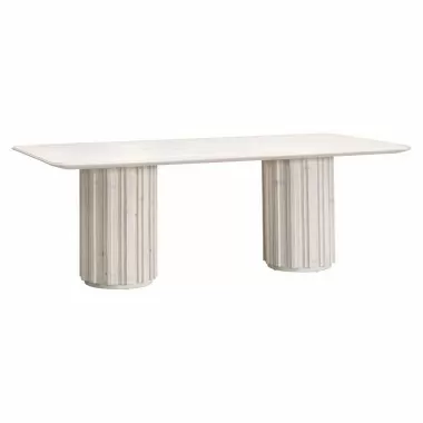 Essentials For Living Roma Dining Table - White Wash Pine - Front Side Angle