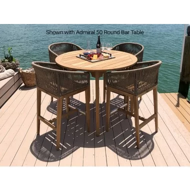 Royal Teak Malibu Bar Chair Desert Sand With Round Table