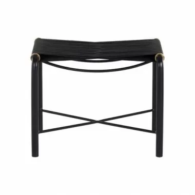 Sunpan Riz Stool - Black Leather - Front Angle