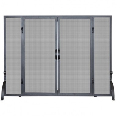 Mr. Bar-B-Q UniFlame® Single Panel Black Wrought Iron Screen with Doors, Small
