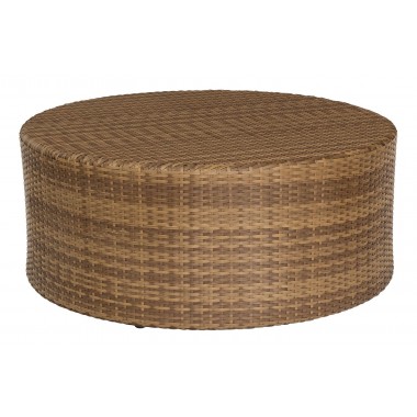 Woodard Saddleback Round Coffee Table in Mocha