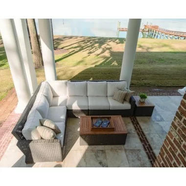Royal Teak Collection Sanibel - Sectional + Ottoman (5-Seat) Set 
