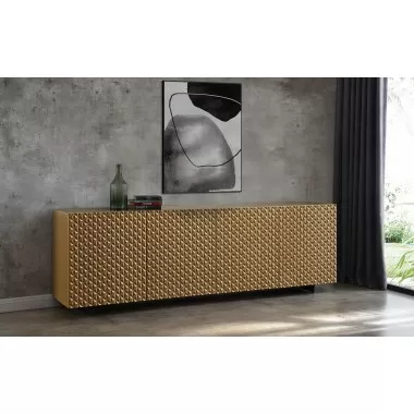 Whiteline Modern Living Harper Buffet Large In Matt Dark Grey Finish And Base Black Powder-Coated Legs - Lifestyle