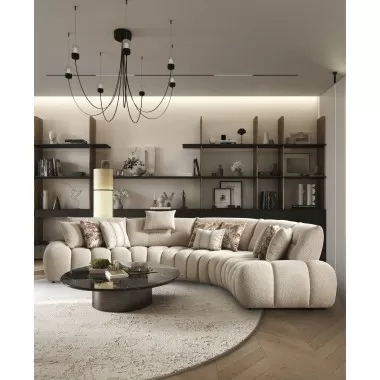 Luna Sectional in Taupe- Lifestyle 1