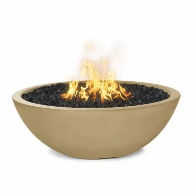 The Outdoor Plus 60" Sedona Concrete Narrow Ledge Fire Pit-Vanilla