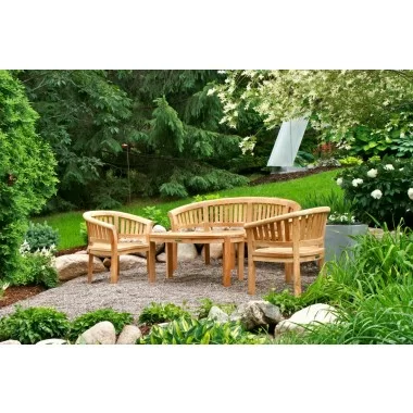 Anderson Teak Curve 4-Pieces Conversation Set Outdoor 