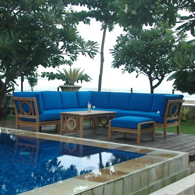 Anderson Teak Natsepa 9-Pieces Modular Set A Pool View