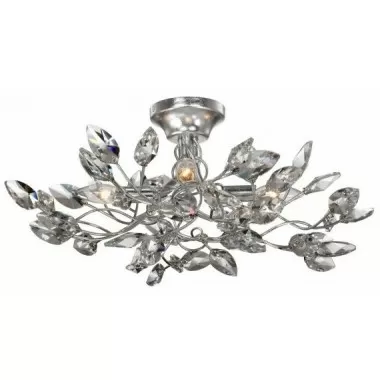  Silver Leaf with Clear Crystal