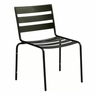 Woodard Café Series Metro Textured Black Dining Side Chair - Stackable