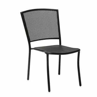 Woodard Café Series Albion Textured Black Side Chair - Stackable