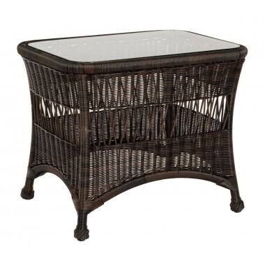 Woodard Sommerwind Side Table with Glass Top in Chocolate