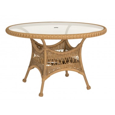 Woodard Sommerwind 48" Round Umbrella Table with Glass Top - Angled
