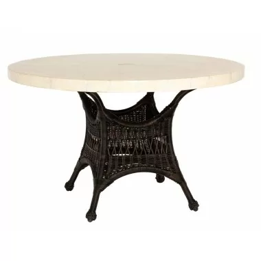 Woodard Sommerwind 48" Round Stone Top Umbrella Table in Chocolate