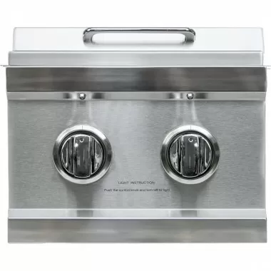 Sole Gourmet Double Built In Side Burner W/Bright White LED Lights SS Front View