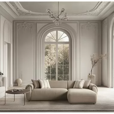 Flore Sectional in Taupe-Lifestyle 1