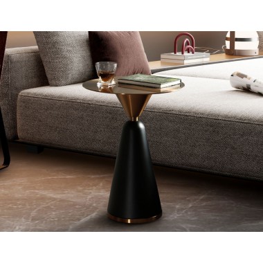 Whiteline Modern Living Zora Side Table In Brushed Stainless-Top - Lifestyle