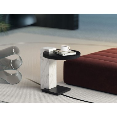 Whiteline Modern Living Mabel Side Table In Glass Top And Brushed Stainless-Steel Base - Lifestyle