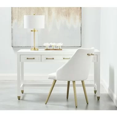 Essentials For Living Stella Desk in Matte White - Lifestyle