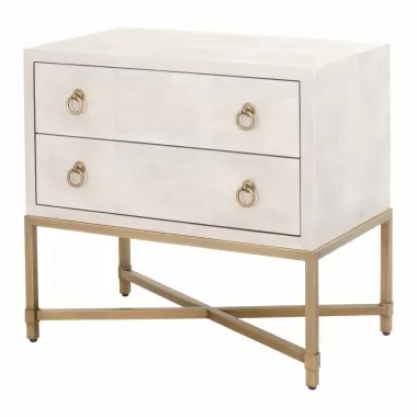 Strand Shagreen 2-Drawer Nightstand in White Shagreen - Front Side Angle