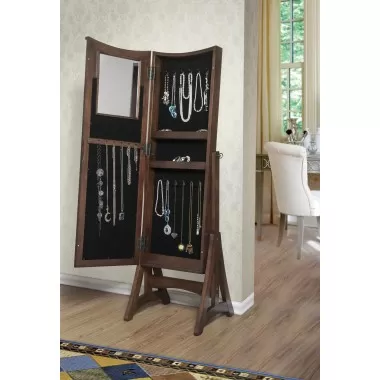 Bedford Classic Long Cheval Mirror Jewelry Cabinet Storage Armoire - Open