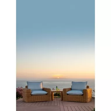 Sunset West Playa Oversized Swivel Club Chair in Soothe Pearl with Flange Welt - Lifestyle