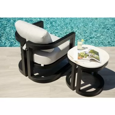 Sunset West Malibu Club Chair in Cast Silver - Lifestyle 4