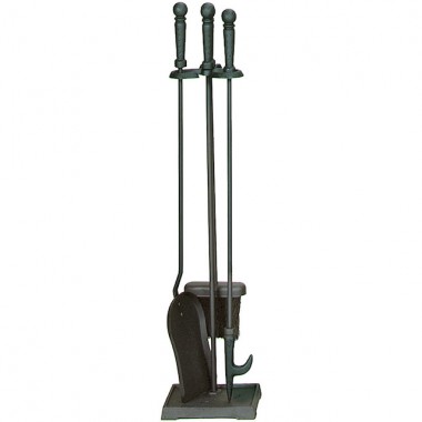 Mr. Bar-B-Q UniFlame® 4 Piece Black Finish Fireset with Ball Handles
