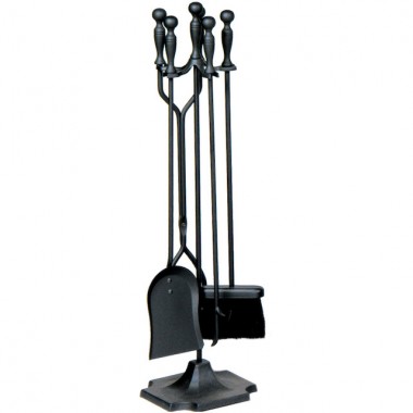 Mr. Bar-B-Q UniFlame® 5 Piece Black Finish Fireset with Ball Handles