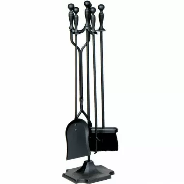 Mr. Bar-B-Q UniFlame® 5 Piece Black Finish Fireset with Ball Handles
